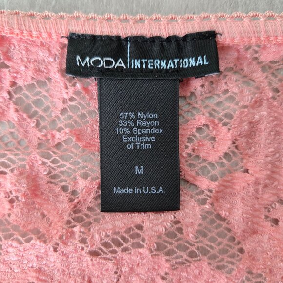 Moda Floral Lace Blouse Medium Pink Sheer Bell Sleeve Dressy Fairy Coquette Top - Picture 8 of 12